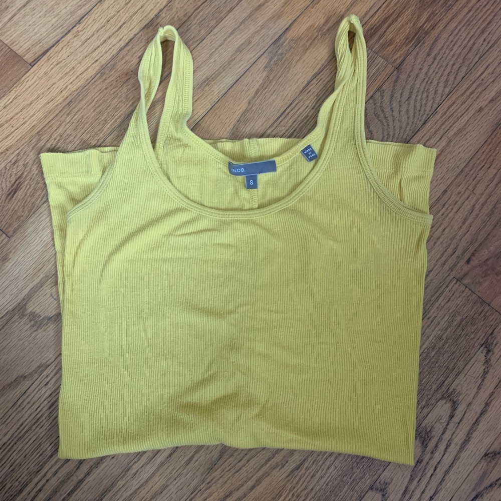 Vince Slim Fit Yellow Ribbed Tank